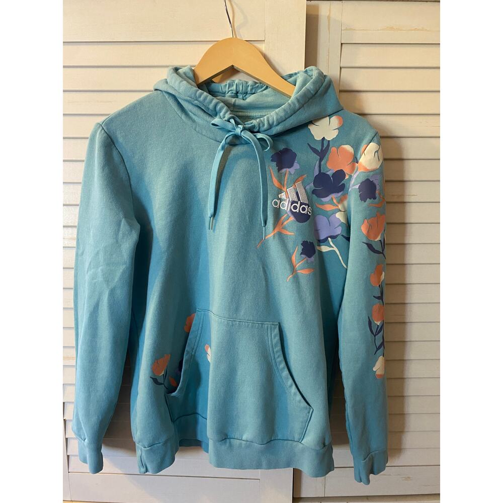 adidas Light Blue Floral Hoodie